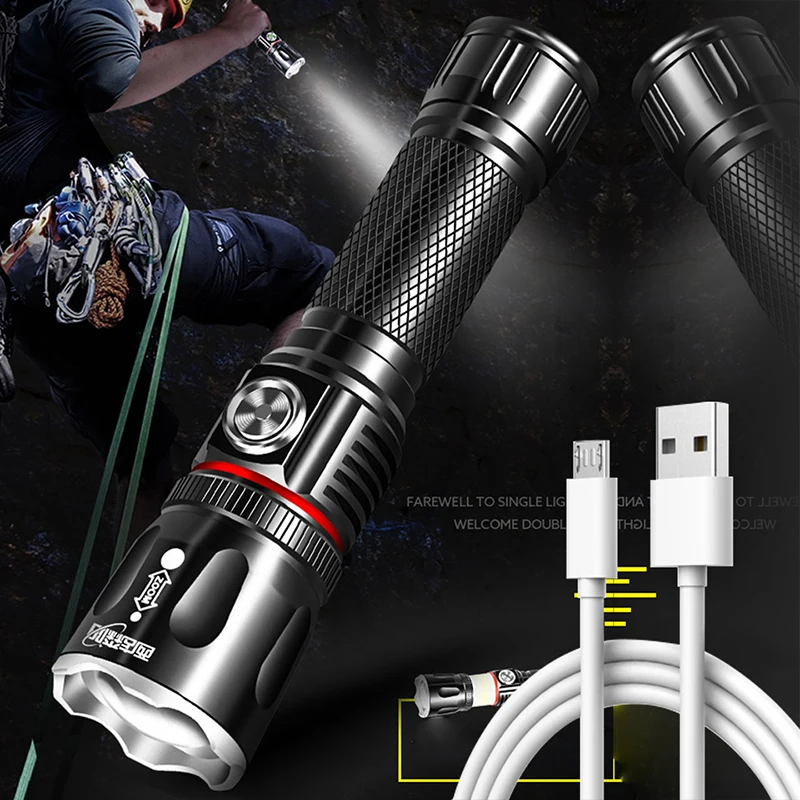 High Quality XM-L2 U3 & COB Led Flashlight Torch Aluminum Alloy 18650 Battery Zoomable Lantern for Camping Hiking