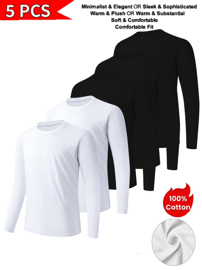 

Round Neck T-Shirt 5-Piece Black and White Ultra-Light Men's Quick-Drying Breathable T Shirt Suitable for Fitness Gym and Sport