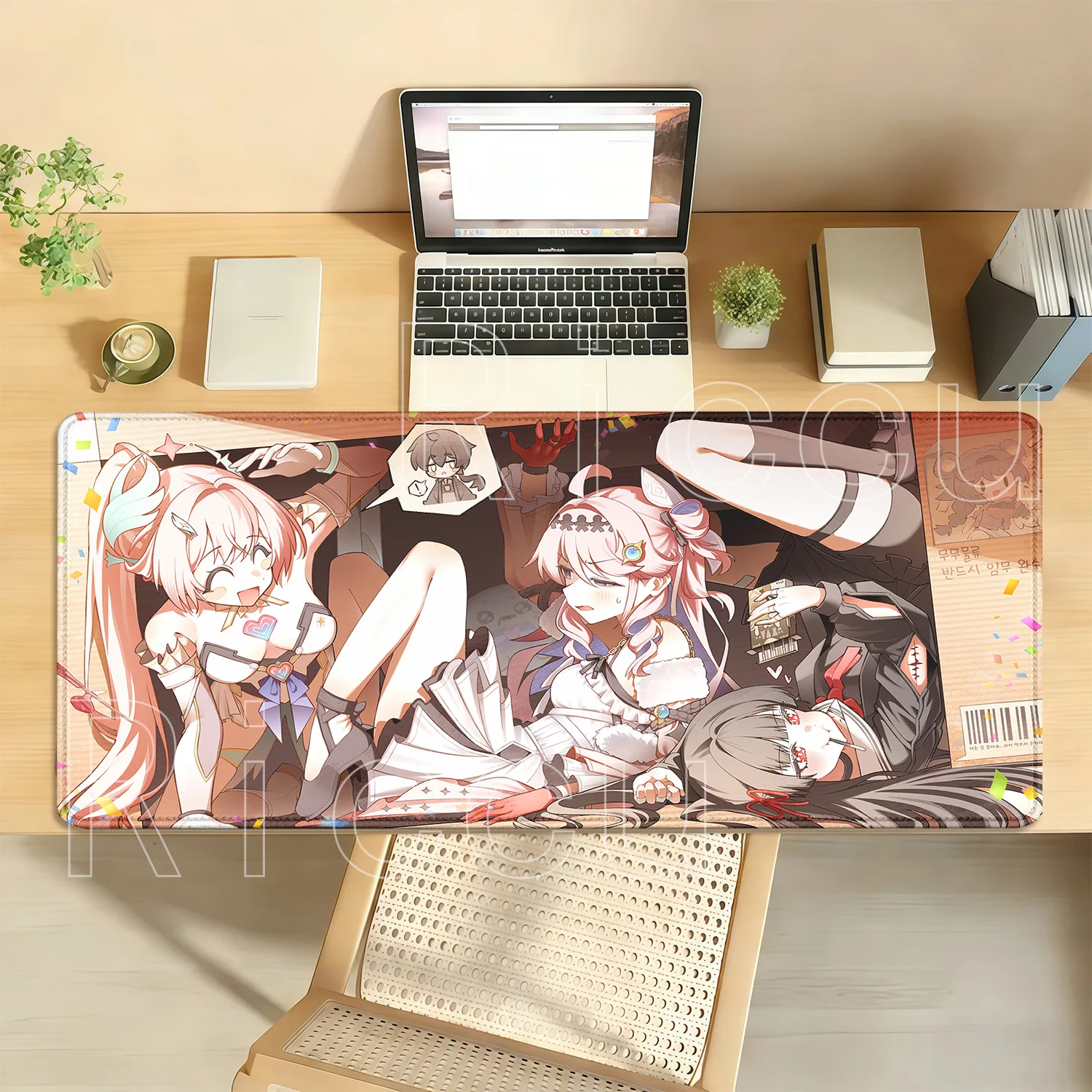 WuWa Kuchiba Chisa Wuthering Waves XXL Mouse Pad PC Gaming Non-slip Base Keyboard Desk Mat Offices HD Printing Overlock Mousepad