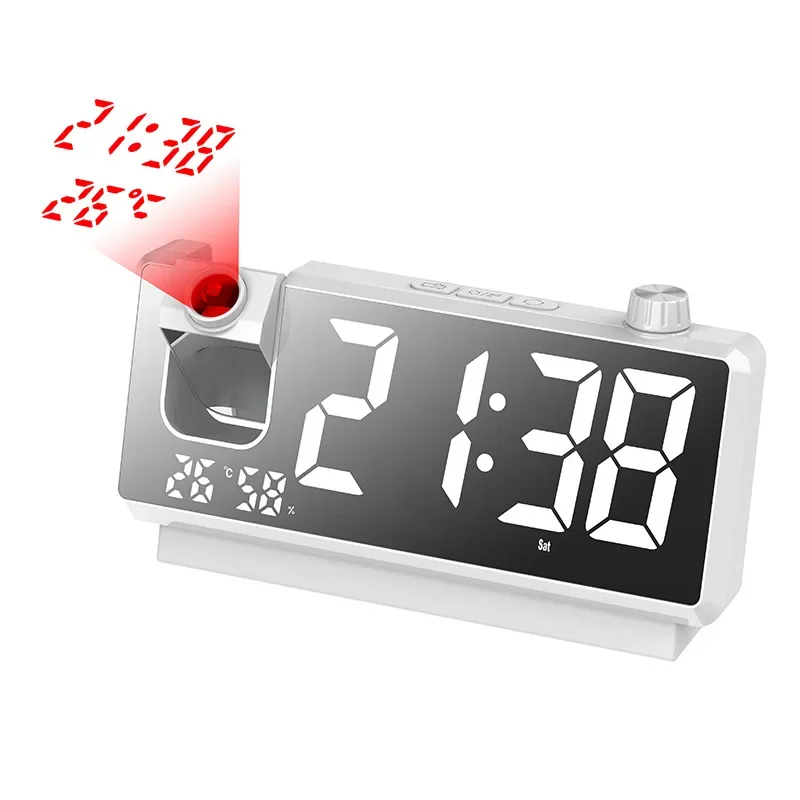 New radio projection alarm clock, time and temperature dual projection clock LED large screen electronic alarm