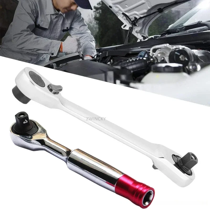 New 2 in 1 Dual Head Ratchet Socket Wrench 72 Teeth Mini Hex Bit Driver Screwdriver Handle Two-way Quick Release Wrench Spanner