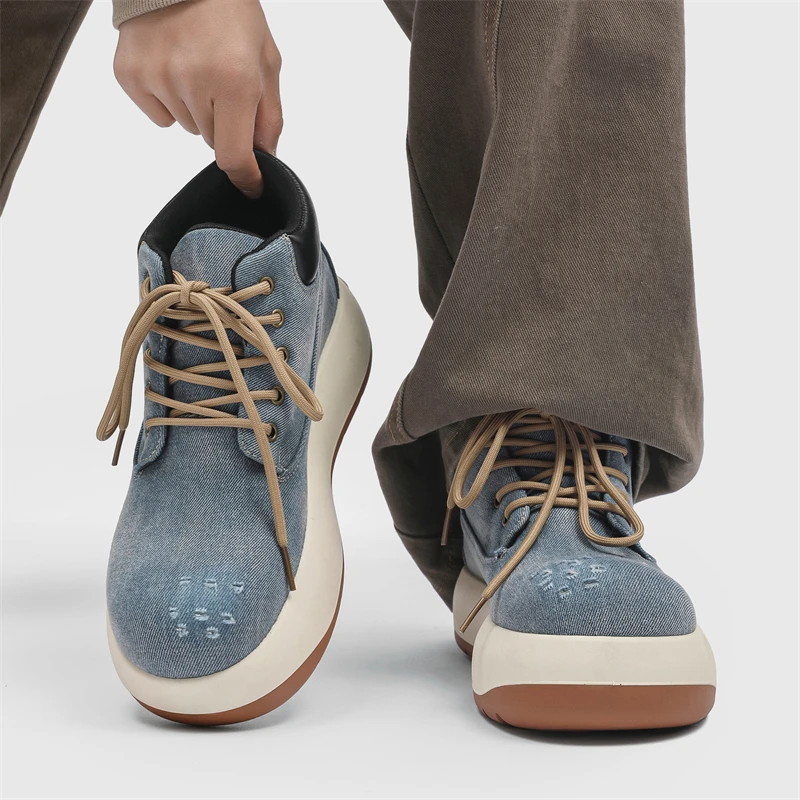 

2025 New Men’s Fashion Sneakers– Hong Kong Style, Chunky Sole, Height Increase, Breathable, Daily Commute & Sports