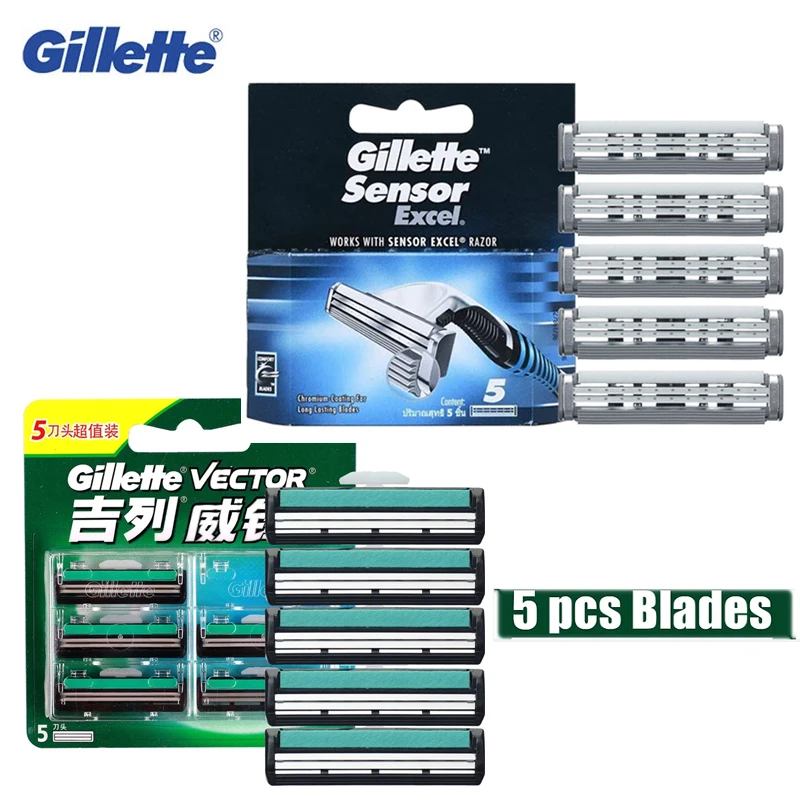 

Gillette Men's Razor Blades Replace Heads Facial Beard Shaving Hair Removal Double Layer Shaver Blades for Men 5 pieces/Pack