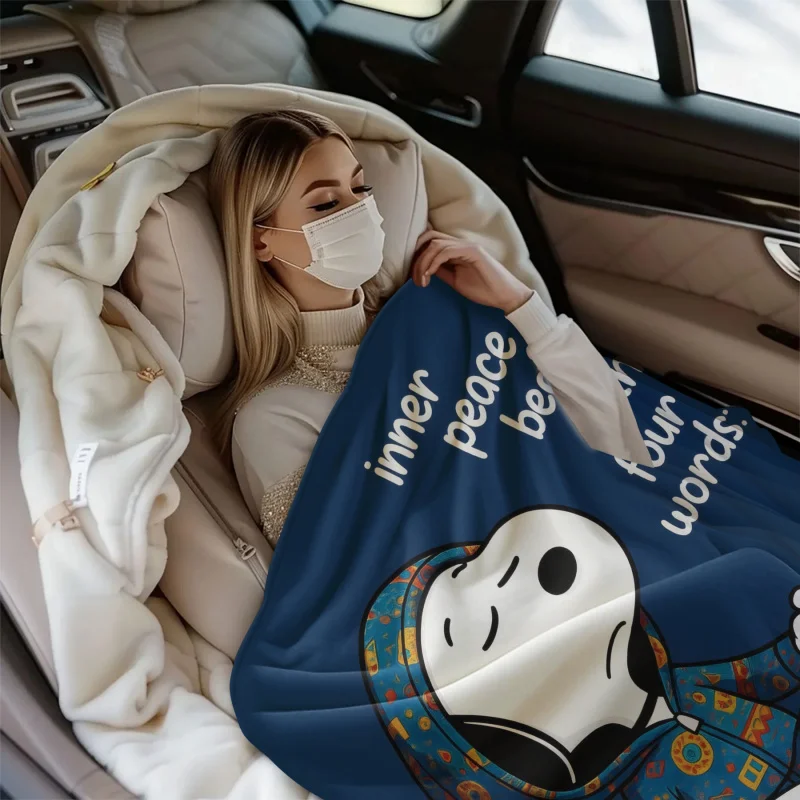 الفول السوداني سنوبي الفانيلا بطانية لينة دائم الفراش يلقي لغرفة المعيشة نزهة رقيق المفرش أريكة غطاء سرير