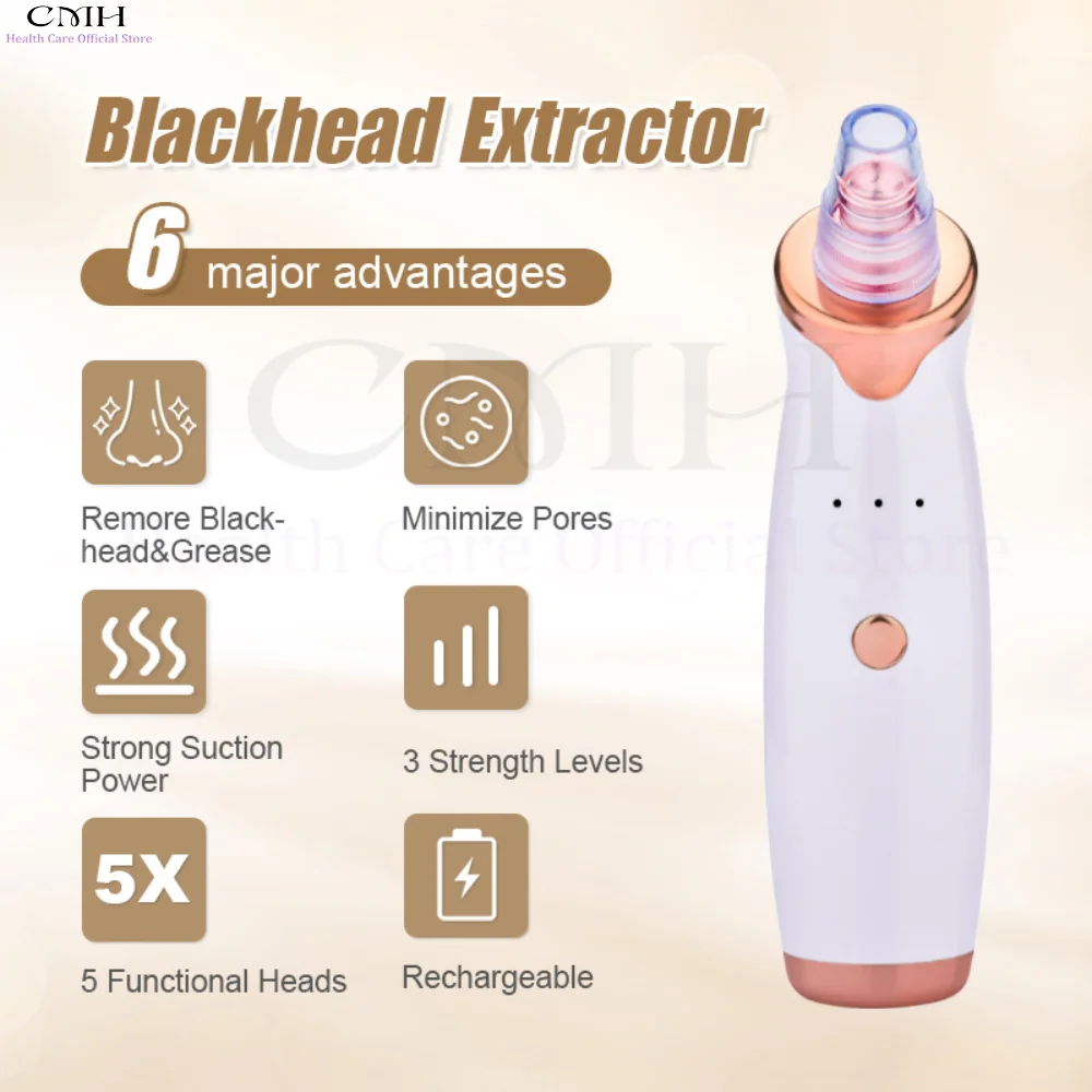 CMH-aspiradora eléctrica efectiva para eliminar espinillas, limpiador de poros de nariz y cara, herramienta de limpieza profunda para la piel, eliminación de acné y manchas negras