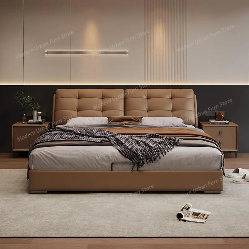 Replica Fashionable Bed Frame Wedding Leather Design European Bed Aesthetics Light Luxury Vintage Cama Solteiro Trendy Furniture