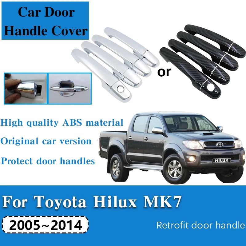 Luxurious Chrome Side Door Handle Covers Trim for Toyota Hilux AN10 AN20 AN30 2005 2006 2007~2014 Car Accessories Sticker Catch