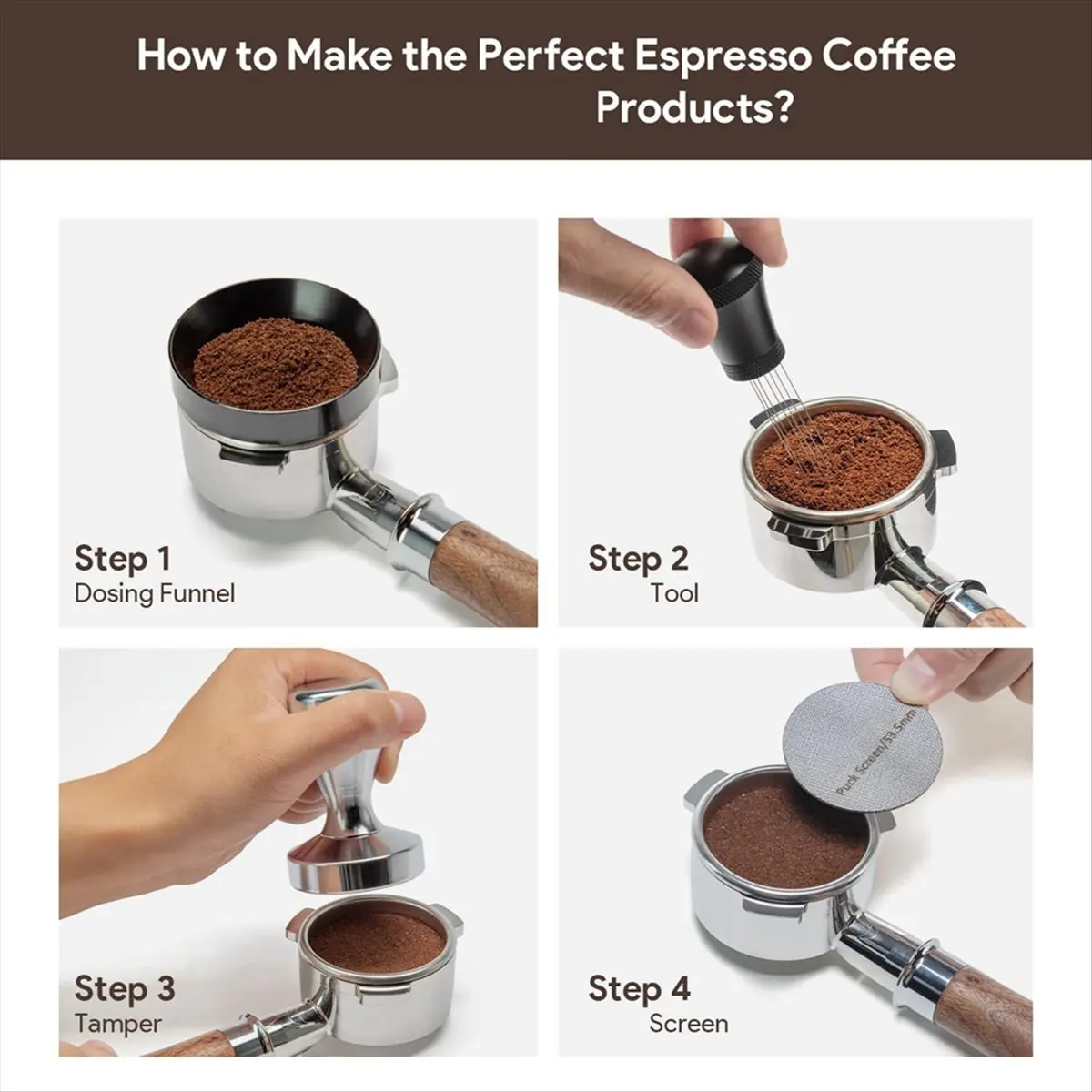 

Набор аксессуаров для эспрессо 54 мм, комплект для темперовки кофе серии 8: набор темперовок для кофе 54 мм с аксессуарами