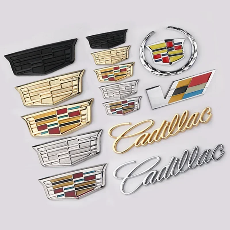 Para Cadillac Logo Escalade CTS ATS SRX XTS XT5 STS CT5 CT6 BLS XLR pegatina de Metal para coche emblema frontal y trasero accesorios