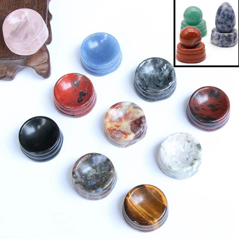 Base de bola de cristal de 27x12mm, piedra Natural, amatista, cuarzo, bola redonda, soporte de exhibición de huevos, adorno de escritorio, decoración del hogar, venta al por mayor