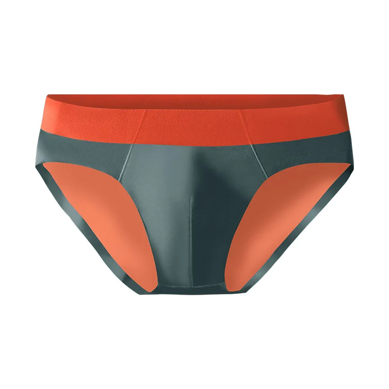 

High Quality Mens Seamless Briefs Thin Ice Silk Sexy Underwear Mid-rise Panelled Men Underpants Breathable U Bulge Pouch Panties