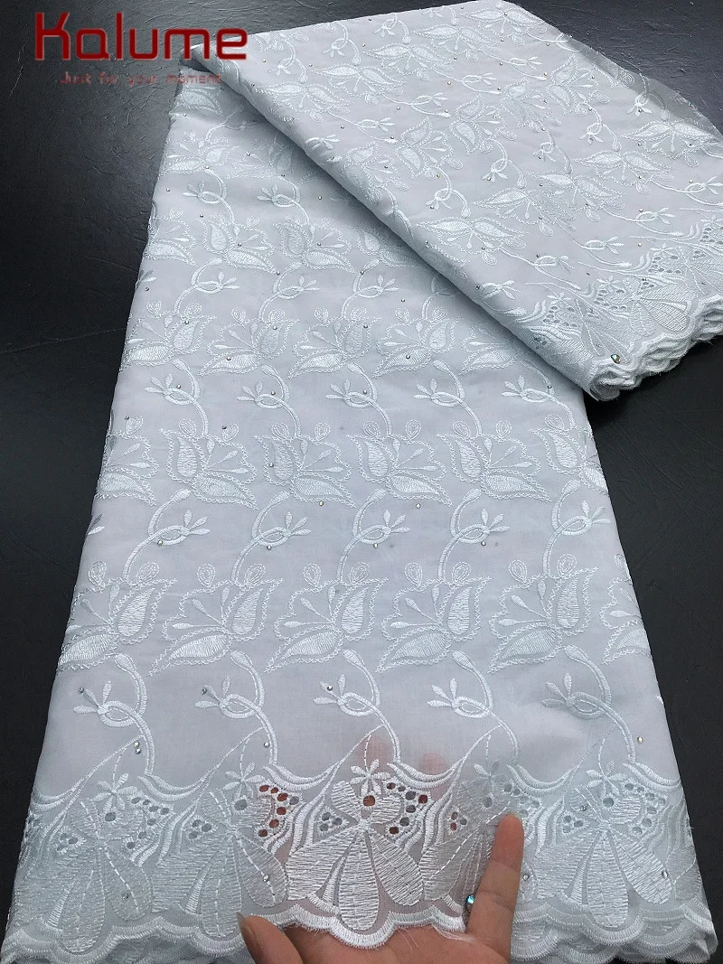

Kalume 2025 African Cotton Lace Fabric With Stones Hot Selling Nigerian Swiss Voile Lace Fabric For Sewing Wedding Dresses F4370