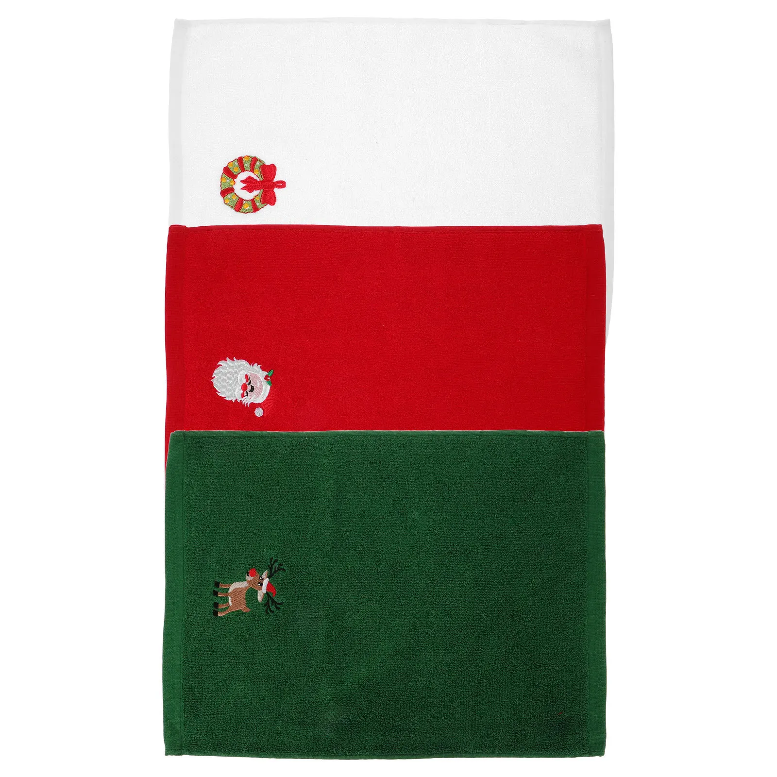

3Pcs Christmas Cotton Hand Towels Embroidered Soft Absorbent Decorative Holiday Bathroom Kitchen Towels Christmas Towel