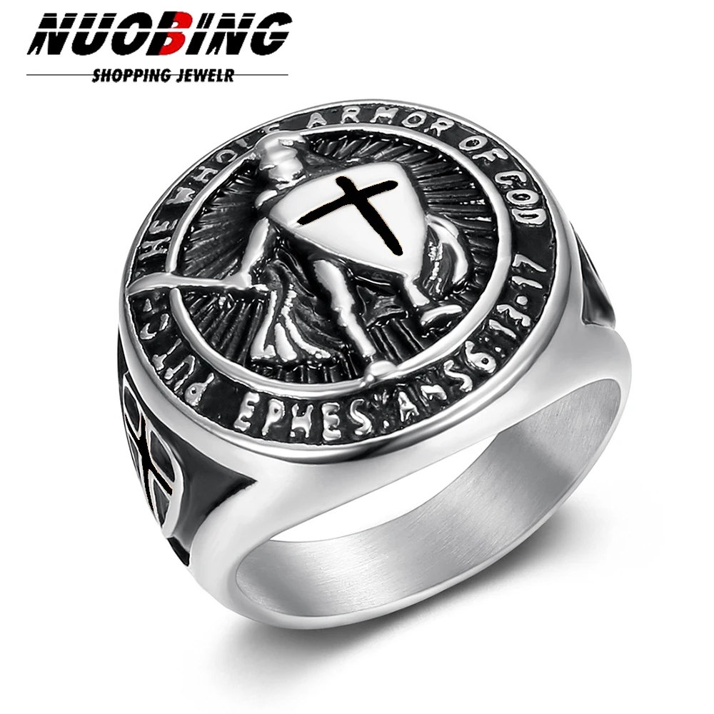 

Retro Cross Ring Men Domineering Templar Masonic Stainless Steel Punk Gothic Amulet Christianity Jewelry Biker Accessories Gift