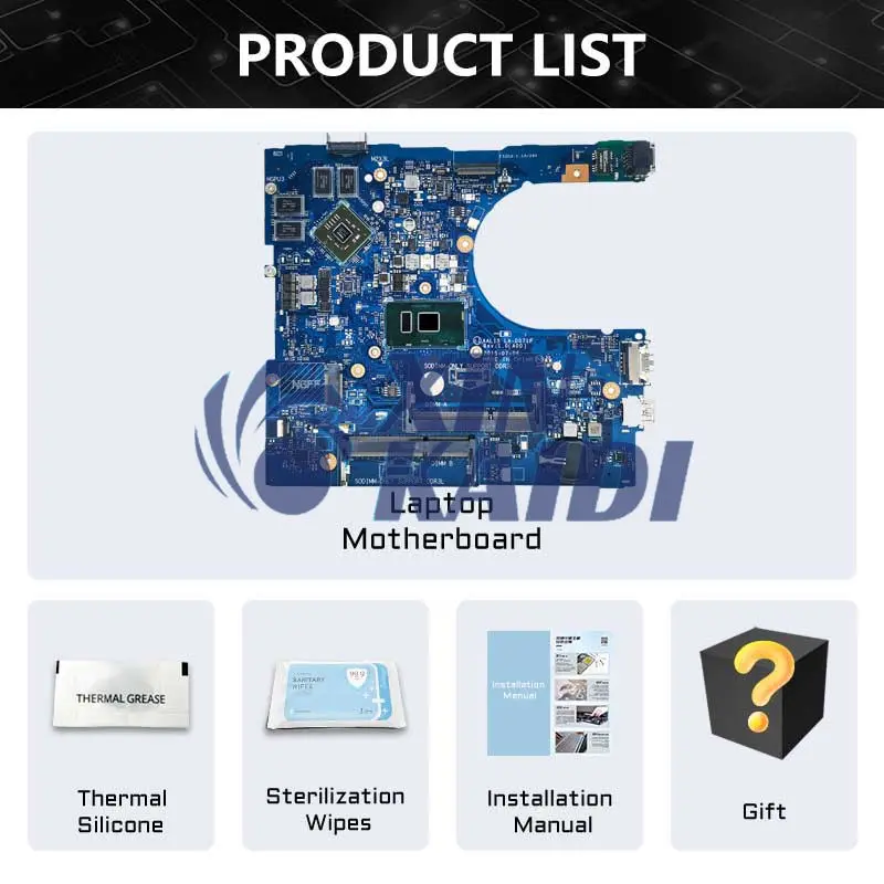 Laptop Motherboard For Dell Inspiron 5459 5759 5559 LA-D071P CN-0F1J0W Computer Mainboard With CPU I3 I5 I7 6th Gen tested good