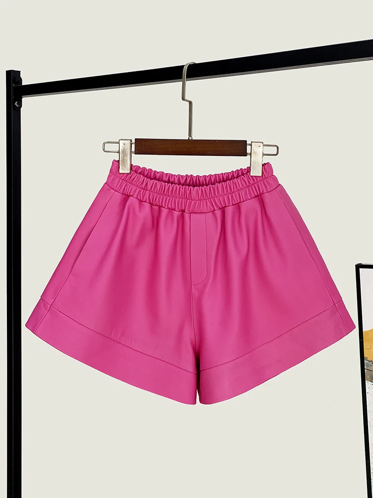 

Spring New High Quality Genuine Real Leather Shorts Women's Loose Waist Wide Leg Pants Commuter's All-Matching Sheepskin