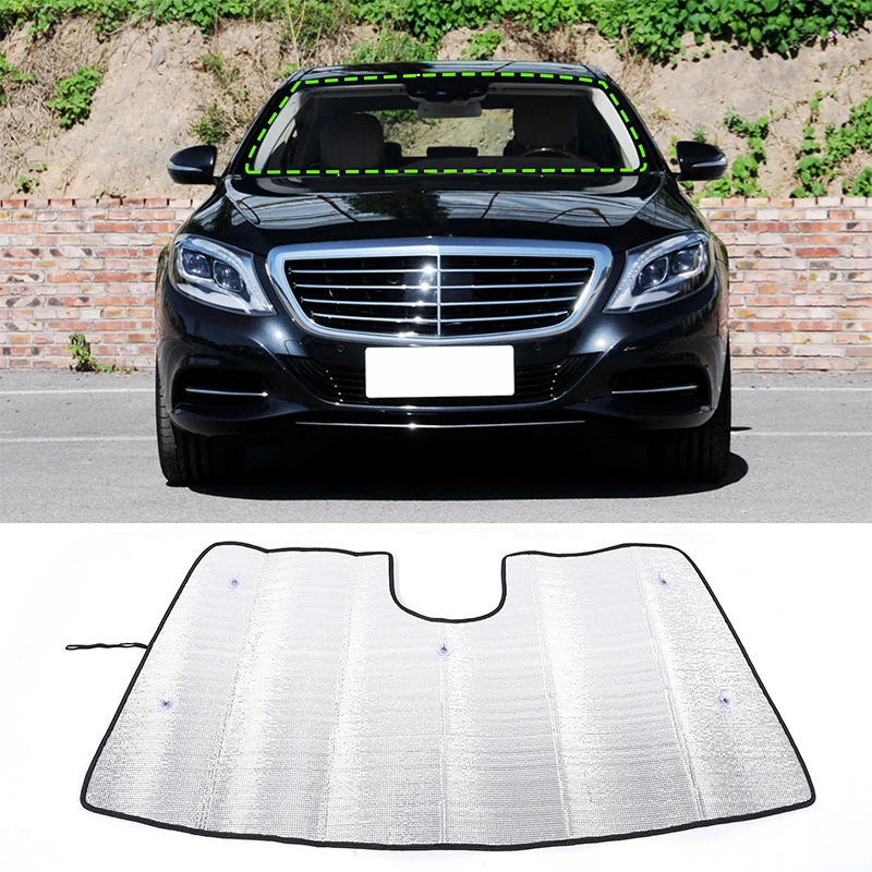 for Mercedes Benz S Class S500 Car Windshield Sun Shade Cover Foldable Front Window Sun Visor Blocks UV Sunshade Protector Cover