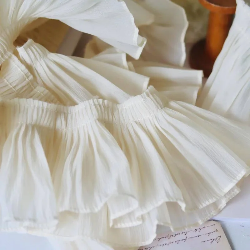 Seersucker beige largo 10 cm Materiale fatto a mano fai-da-te Nuovi accessori in pizzo per abiti da principessa per ragazze