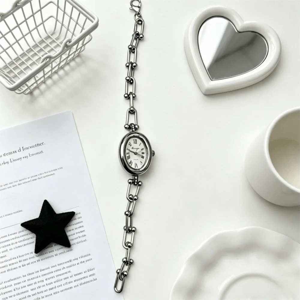 Vintage Oval Ladies Watch Elegant U-Shape Clasp Design Wristwatch Gift Luxury Bracelet Watch