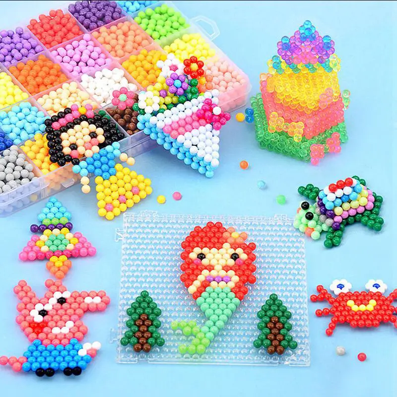 DIY  Beads Set Perlen Tool Creativity Magic Water Beads Pegboard Arts and Crafts for Kids Toys Girls Children Gift 5 7 10 years