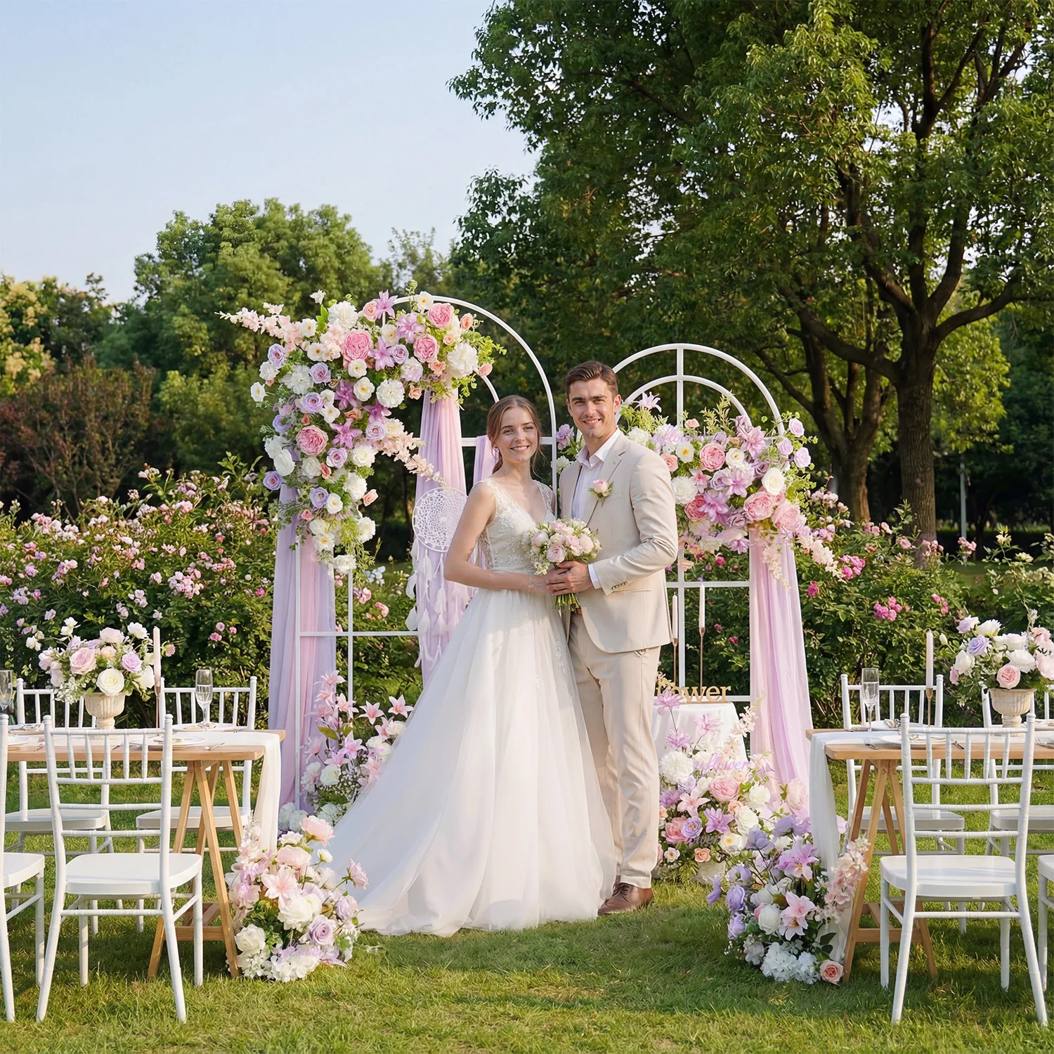 Uflower Artificial Rose Flowers Wedding Decoration Hanging Flower Row Road Leading Floor Floral Flower Ball Backdrop Party Decor
