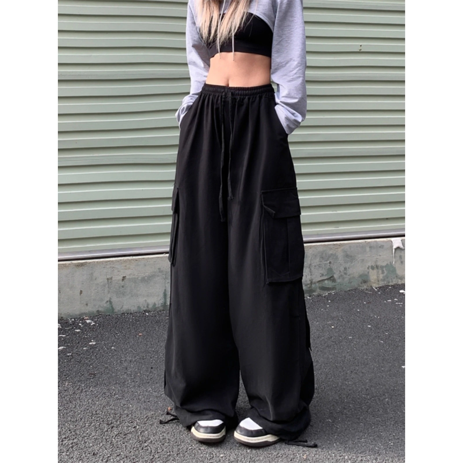 

Waed Cotton American Sle Work Pants Men's Loose Wide Leg Bla Casual Sports Trousers Autumn Winter plus Size 300 Pou