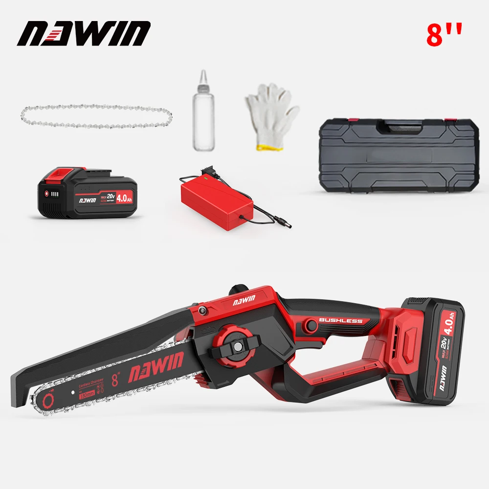 Nawin Brushless Electric Saw Household Small Handheld Electric Chain Saw Rechargeable Hand Saw Outdoor Logging Saw