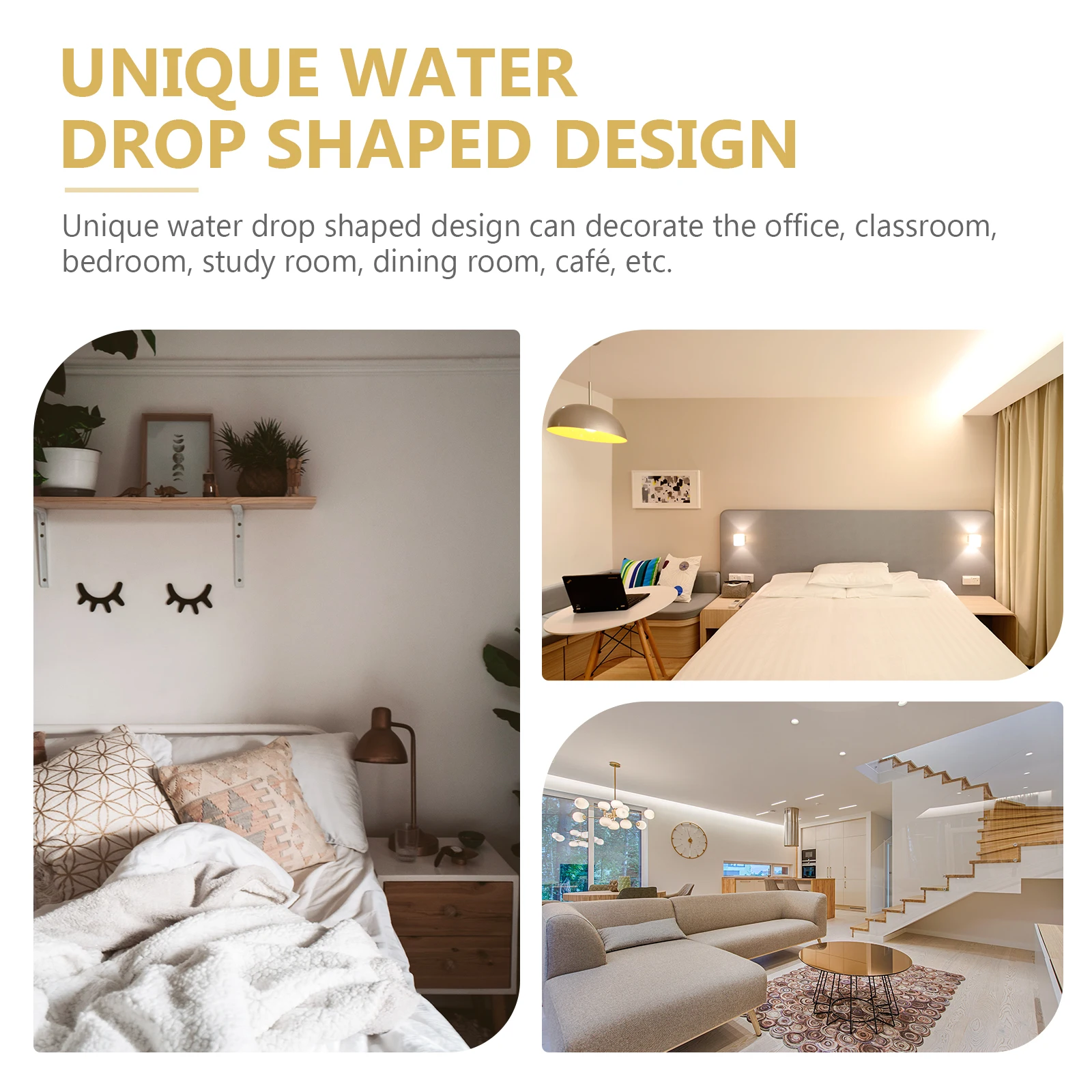 

4 Pcs Water Drop Decorative Wall Stickers Removable Decals Decorations Mirror Bathroom Adhesive Art