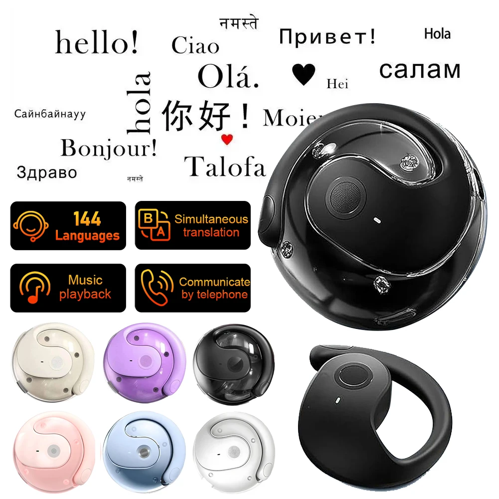 AI Translator Earbuds Language Translator Headphones 144 Languages Real Time Translation Smart Voice Translator Open-Ear Earbuds