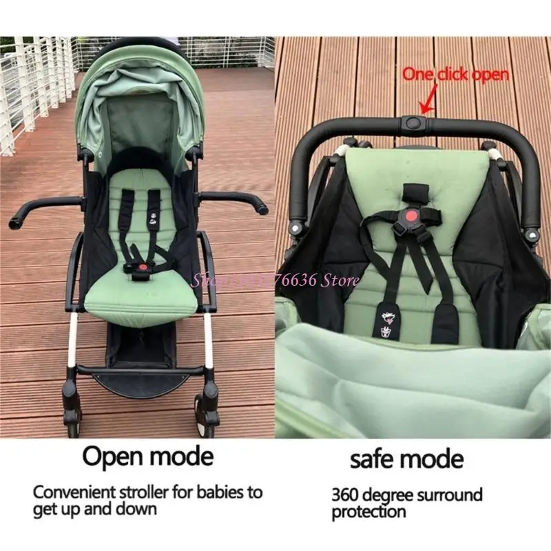 R6FD Kinderwagen-Armlehne, schwarzer PU-Leder-Handlauf, vorderer abnehmbare Kinderwagen-Ersatz-Stoßstangenstange – Detail 9