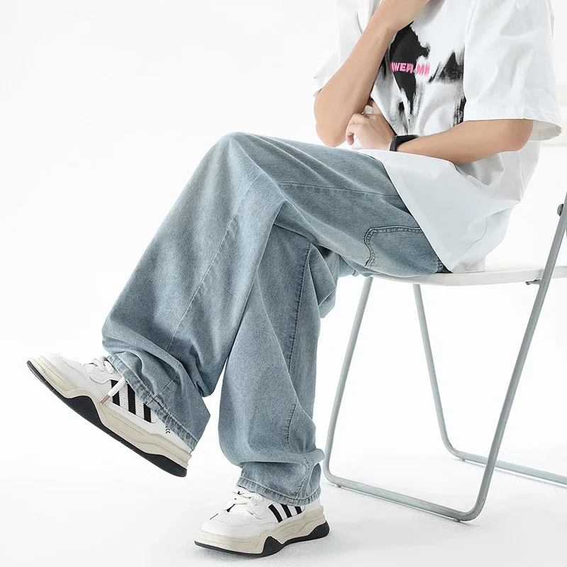 

High Street Hip-hop Unisex Straight Pant New Classic Wide Leg Denim Daily Jeans Casual Fashion Vintage Autumn Winter Men Trouser