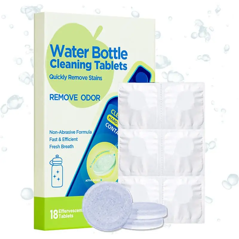 Bottle Cleaning Tablets 18PCS Tea Maker Cleaner Removes Stubborn Stains Cleaning Tabs Individually Packed Effective Bottle