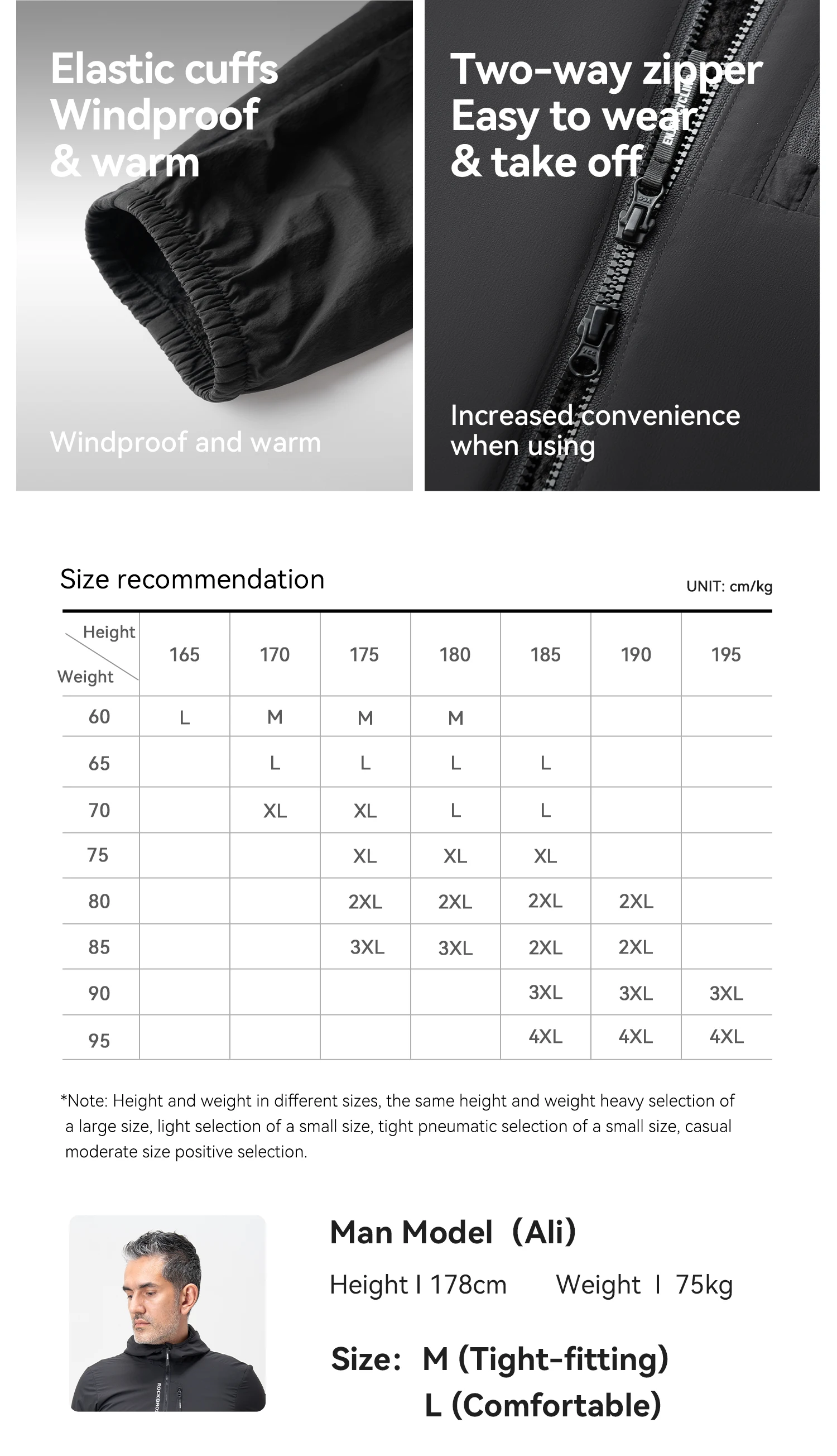 ROCKBROS Fahrradjacke Doppellagig Warm Winter Thermo-Fleece Verschleißfeste Kleidung Langarm mit Tasche Winddicht – Detail 15