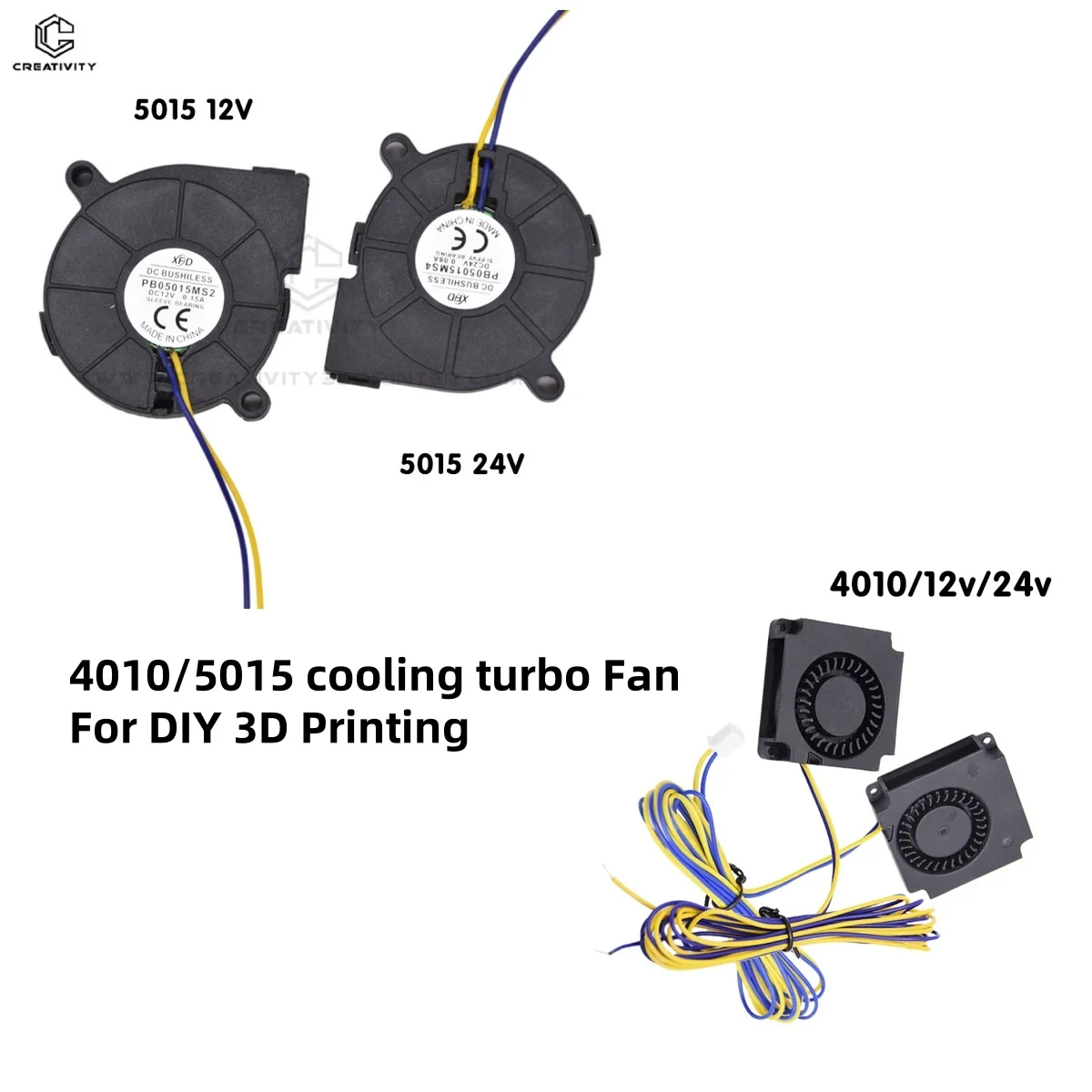 Creativity 4010 5015 Cooling Turbo Fan Brushless 3D Printer Parts 2Pin For Extruder DC Cooler Blower Plastic Fans envio gratis ﻿