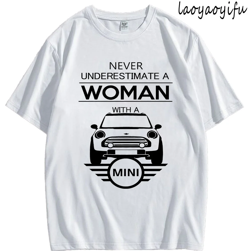 Funny T Shirt Men Clothes Mini Cooper T-Shirt Never Underestimate A Women with A Mini Print Tops Graphic T Shirts Cotton