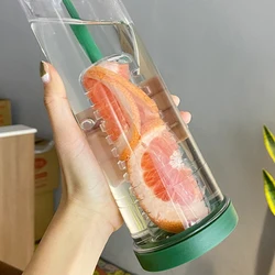 700ml Plastic Water Bottle with Straws Milk Fruit Infuser Tea Juice Cup Outdoor Portable Leakproof Drinkware Tea Water  Bottle
