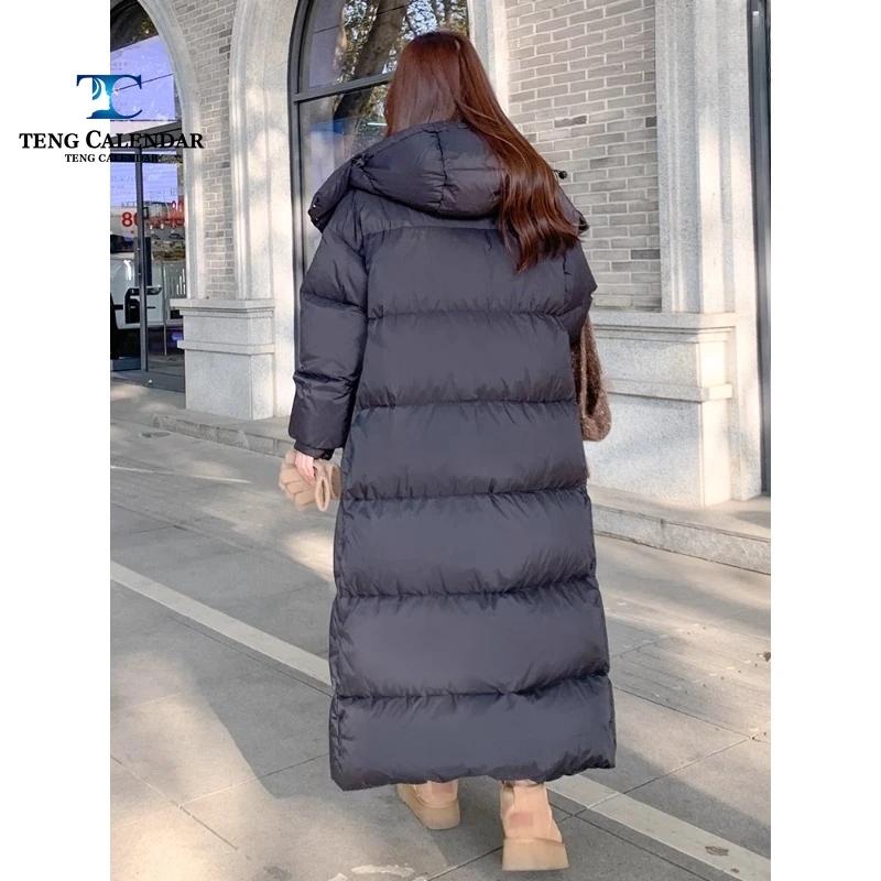 Winter Down Jacket, High-end Red Long Style with Knee High Thickness, 90 White Duck Down Bread Jacket, Women's 2024 New Model