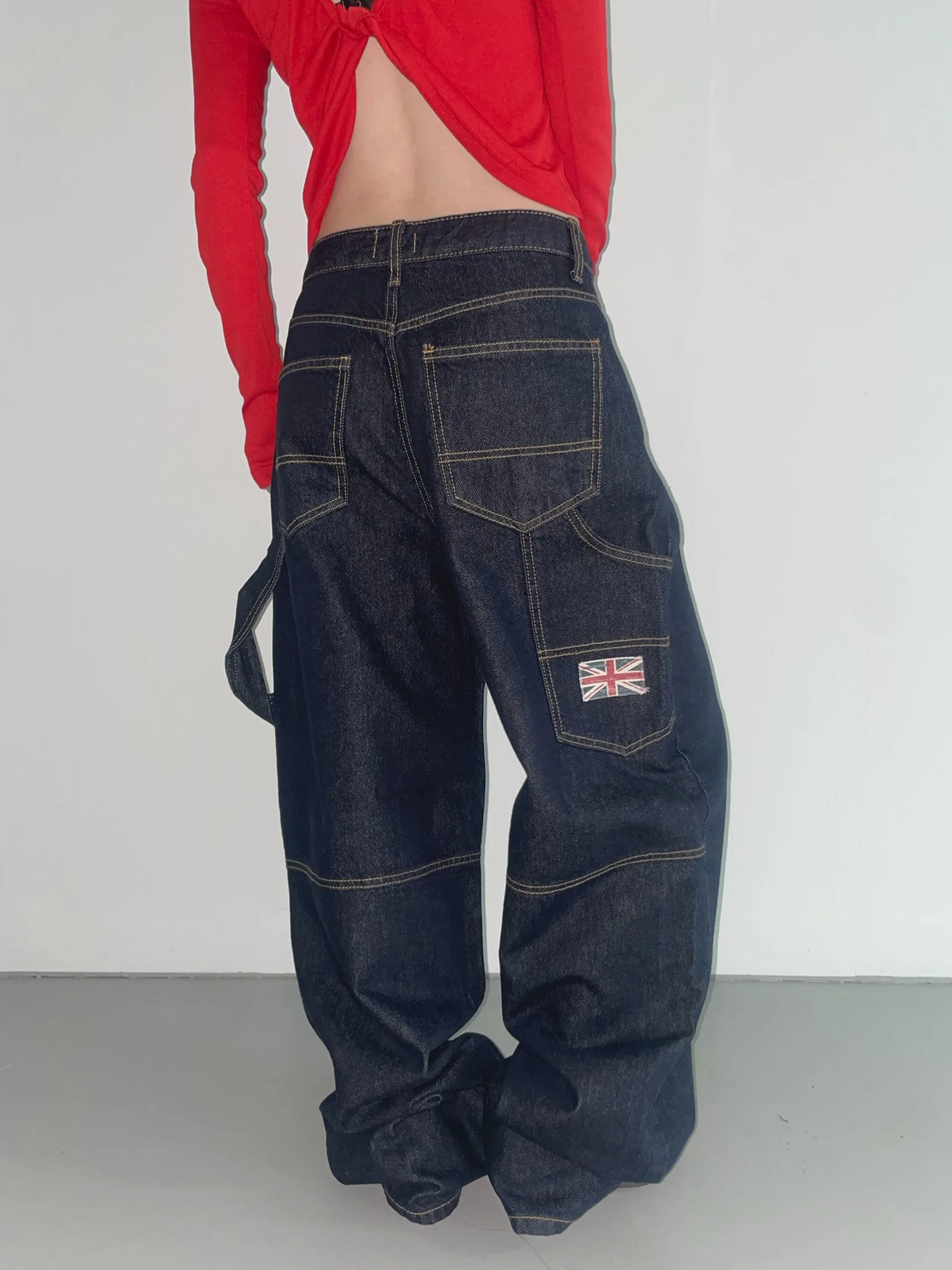 Neutrale Sle-Jeans mit weitem Bein, Dongda Gate, Frühherbst, lockere Passform, vielseitige lange Hose für 8–24 Jahre alte Frauen