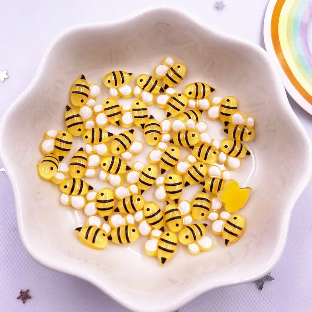 30pcs Glitter Resin Colorful Mini Candy Color Bee Art Nail Flatback Rhinestone Applique DIY Wedding Scrapbook Decor Crafts SL617