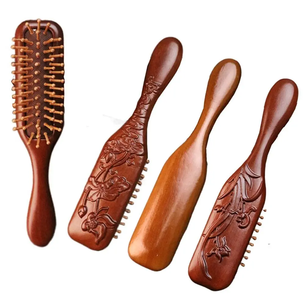 

Антистатическая деревянная массажная расческа для расслабления кожи головы, натуральная деревянная воздушная подушка, расческа для кровообращения, ручная работа