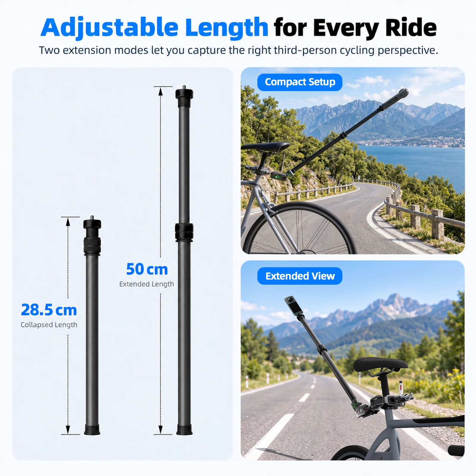 Camera Bicycle Backseat Mount 3rd Person View GoPro 13 12 Camera Brackets for Insta360 X6 X5 AcePro DJI Osmo360 Action 6 5Pro