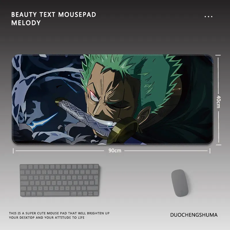 

Премиальный кожаный коврик для мыши ONE PIECE, увеличенный размер, с изображением Луффи и Ророноа Зоро, аниме-дизайн, для киберспорта, игр, офиса, компьютера, клавиатуры, настольный коврик