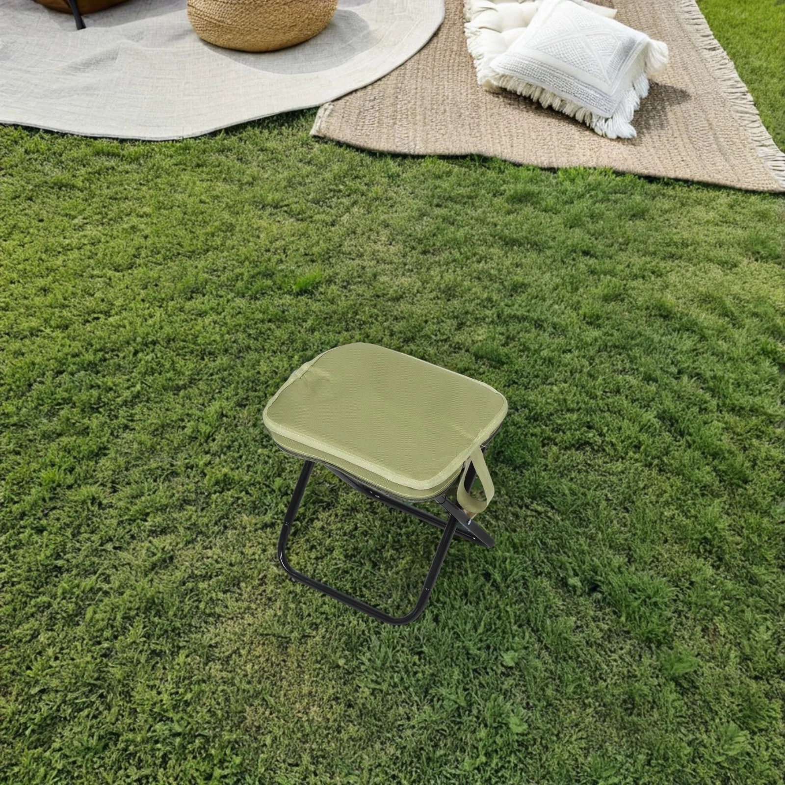 

1pc Portable Folding Stool Lightweight Carbon Steel Oxford Cloth Mini Chair For Camping Fishing Hiking Outdoor Compact Foldable