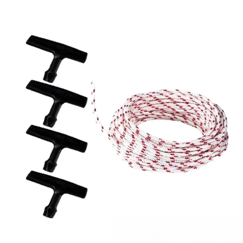 4mm Diameter 50ft Polyester Pull Cord with 2 Handles for Gas Engine Starter Recoil Systems Lawn and Garden Tools