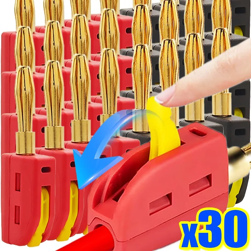 4mm 32A No Solder Banana Plug Quick Wiring Plugs Copper Audio Music Speaker Connectors Home Appliance DIY Connection Terminals