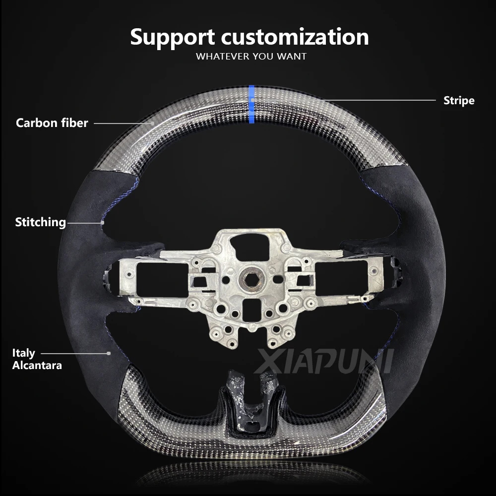 new For Mustang Steering Wheel Carbon Fiber Customized Alcantara Sport Wheel 2015-2022 Model