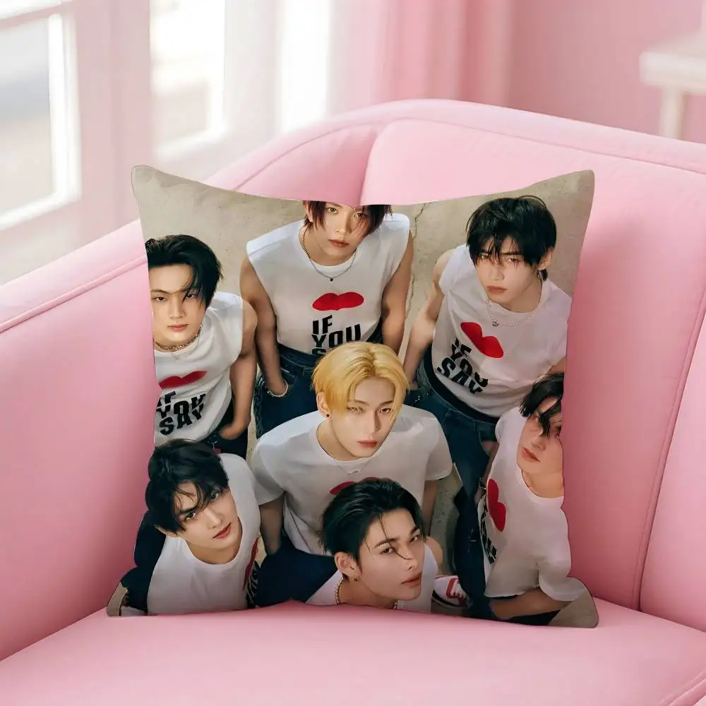 Boy Team E-ENHYPEN Pillow Case Pattern Printed Pillowcase For Living Room Sofa Cushion Cover & Bedroom Decor