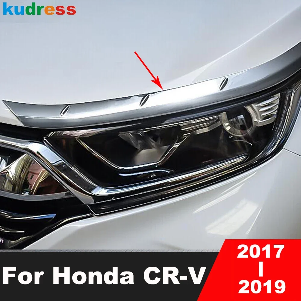 For Honda CRV CR-V 2017 2018 2019 Chrome Car Front Head Light Lamp Eyebrow Cover Trim Headlight Eyelid Strip Accessories