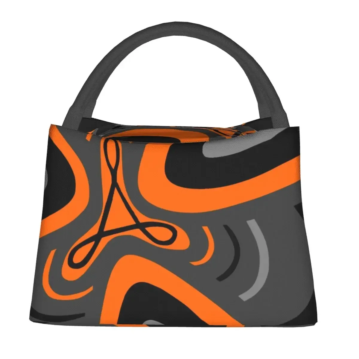 Hail Adobe - Orange, Grey, And Black Lunch Bags Insulated Bento Box Portable Lunch Tote Picnic Bags for Woman Children Travel