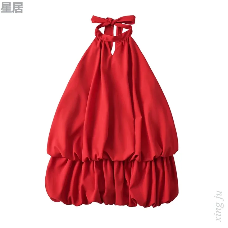 Kpop Korean Singer Concert Performance Stage Costume Red Sexy Halter Backless Dress Women  Jazz Dancewear Festival Rave Clothing